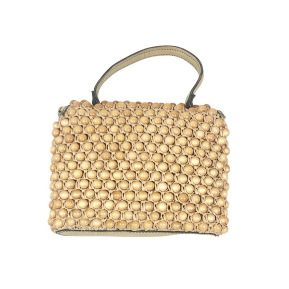 Vintage Italian Koret Handmade Wood Bead Luxury Woven Chic Unique Hand Bag Purse - Picture 5 of 16